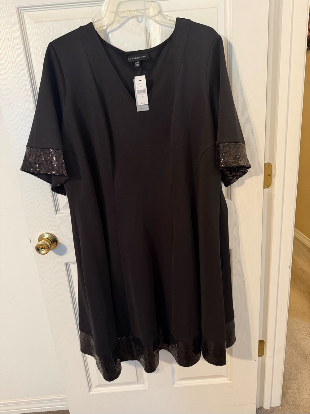 Lane Bryant Black Midi Dress with Sequin Trim